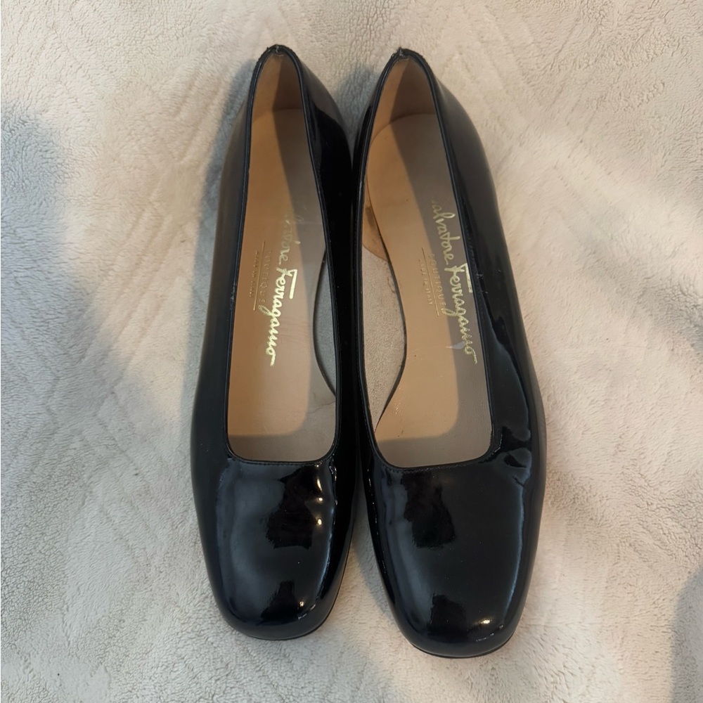 Salvatore Ferragamo Glossy Black Loafers